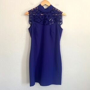 Karen Millen Lace Shift Dress Women Size 6 Blue Purple Sleeveless Cocktail New